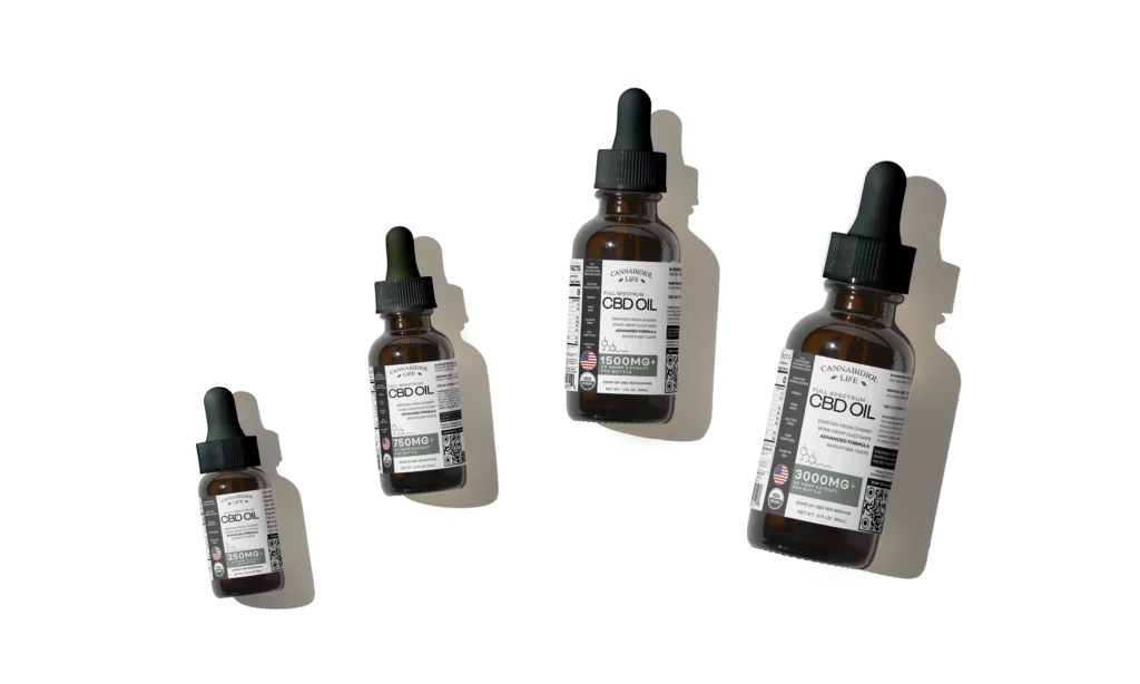 four full spectrum cbd oils in differennt sizes copy